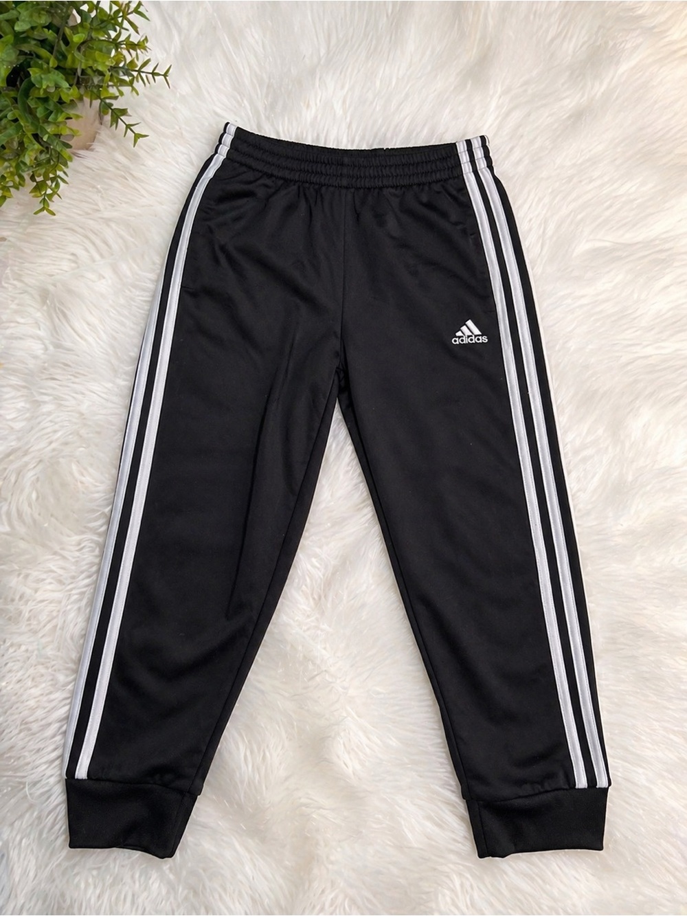 adidas Black Joggers with White Side Stripes